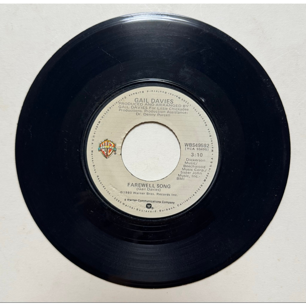 1980 Warner Bros Records 45 RPM Gail Davies “I'll Be There Ilf You Ever Want Me”